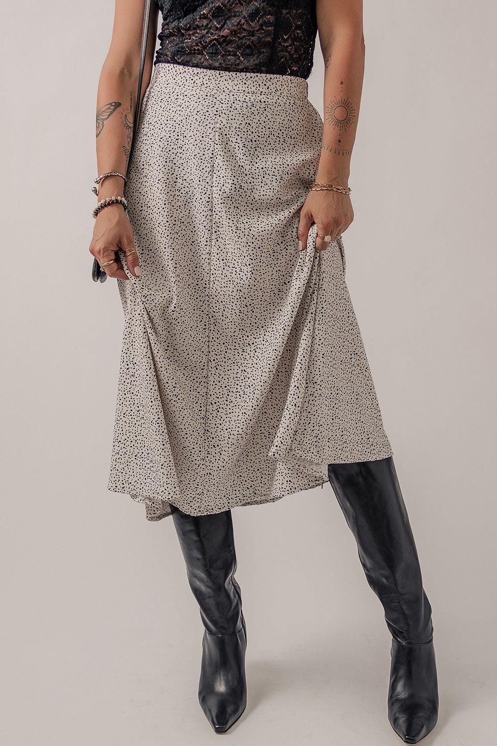Falda midi de cintura alta con estampado moteado