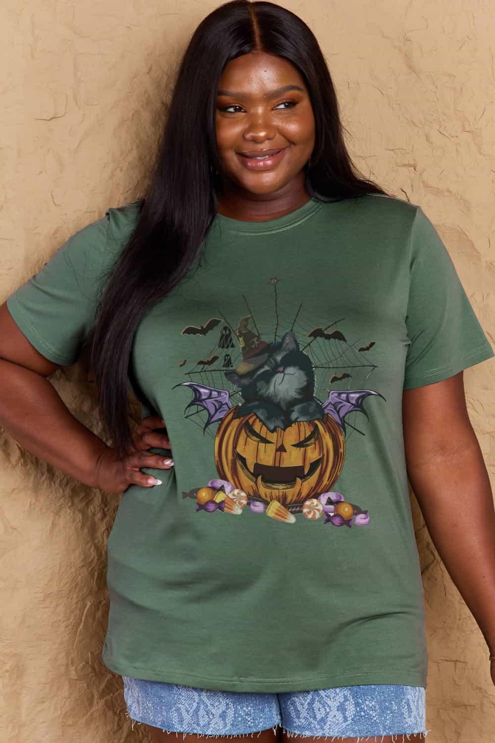 Camiseta gráfica de tamaño completo de Jack-O'-Lantern de Simply Love