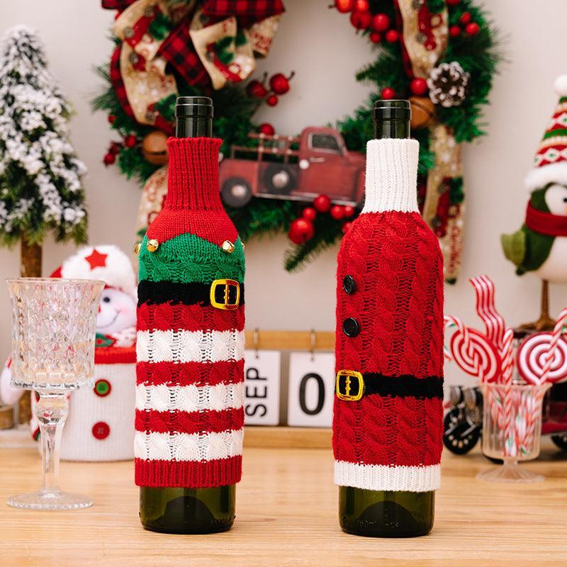 Fundas para botellas de vino de dos piezas de punto trenzado