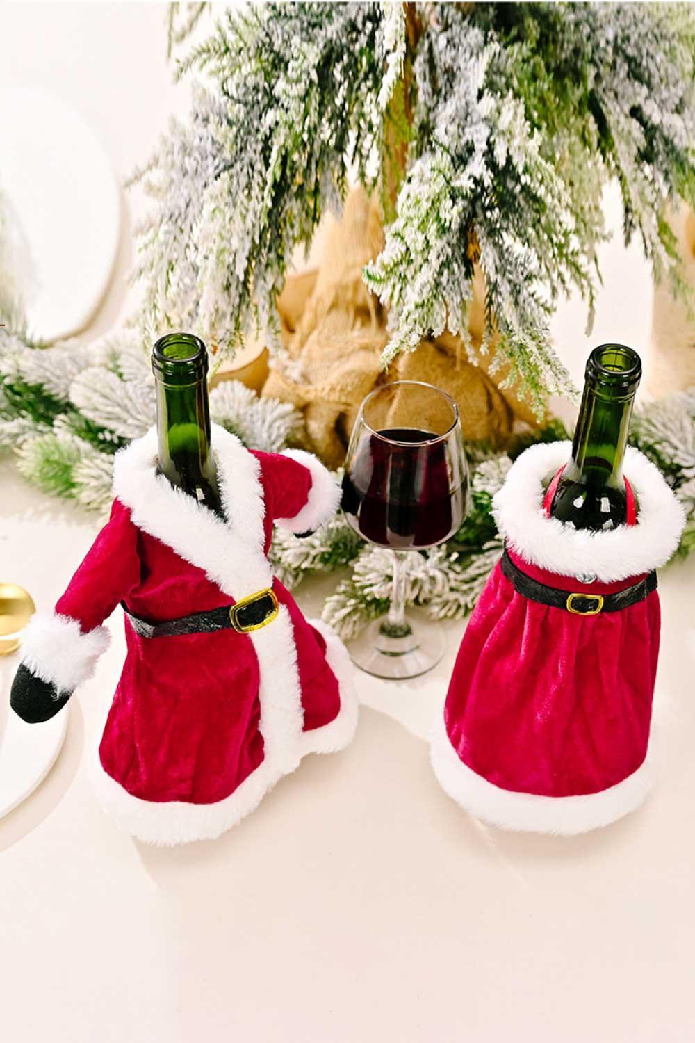 Paquete de 2 fundas para botellas de vino con forma de vestido navideño