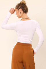 Blusa de punto de manga larga con abertura frontal de Idem Ditto