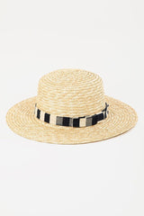 Sombrero de paja de ala ancha con correa Fame