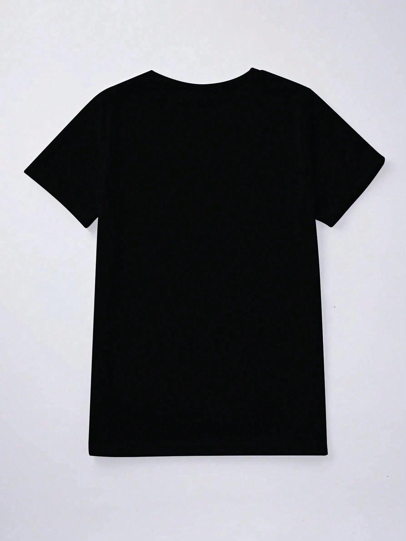 Camiseta de manga corta con cuello redondo y gráfico de corazón