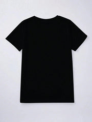 Camiseta de manga corta con cuello redondo y gráfico de corazón