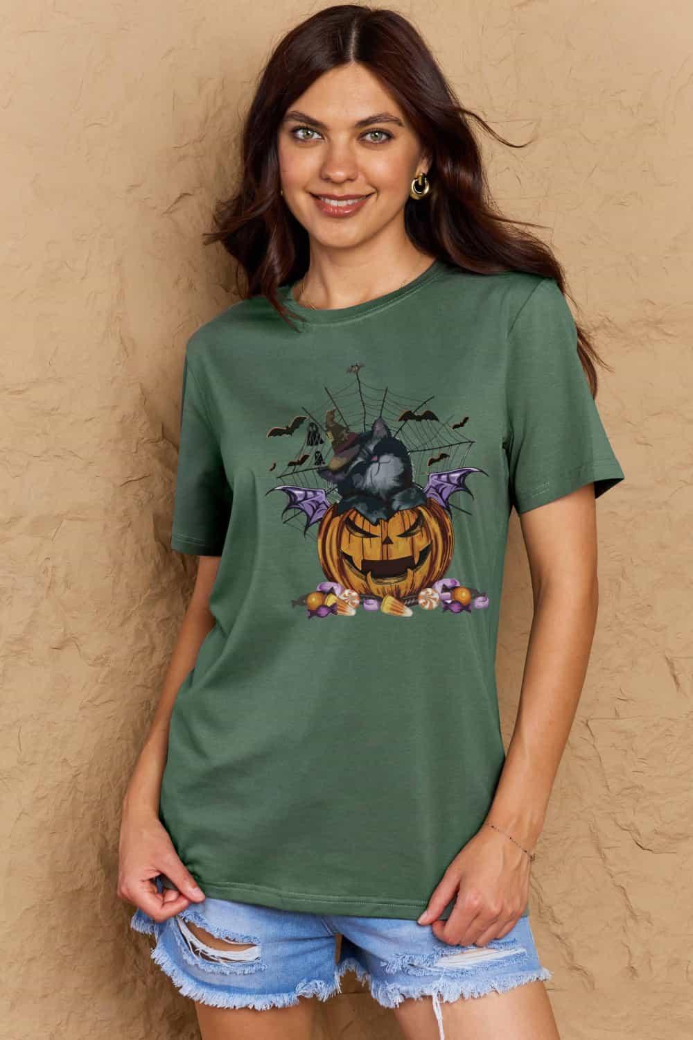 Camiseta gráfica de tamaño completo de Jack-O'-Lantern de Simply Love