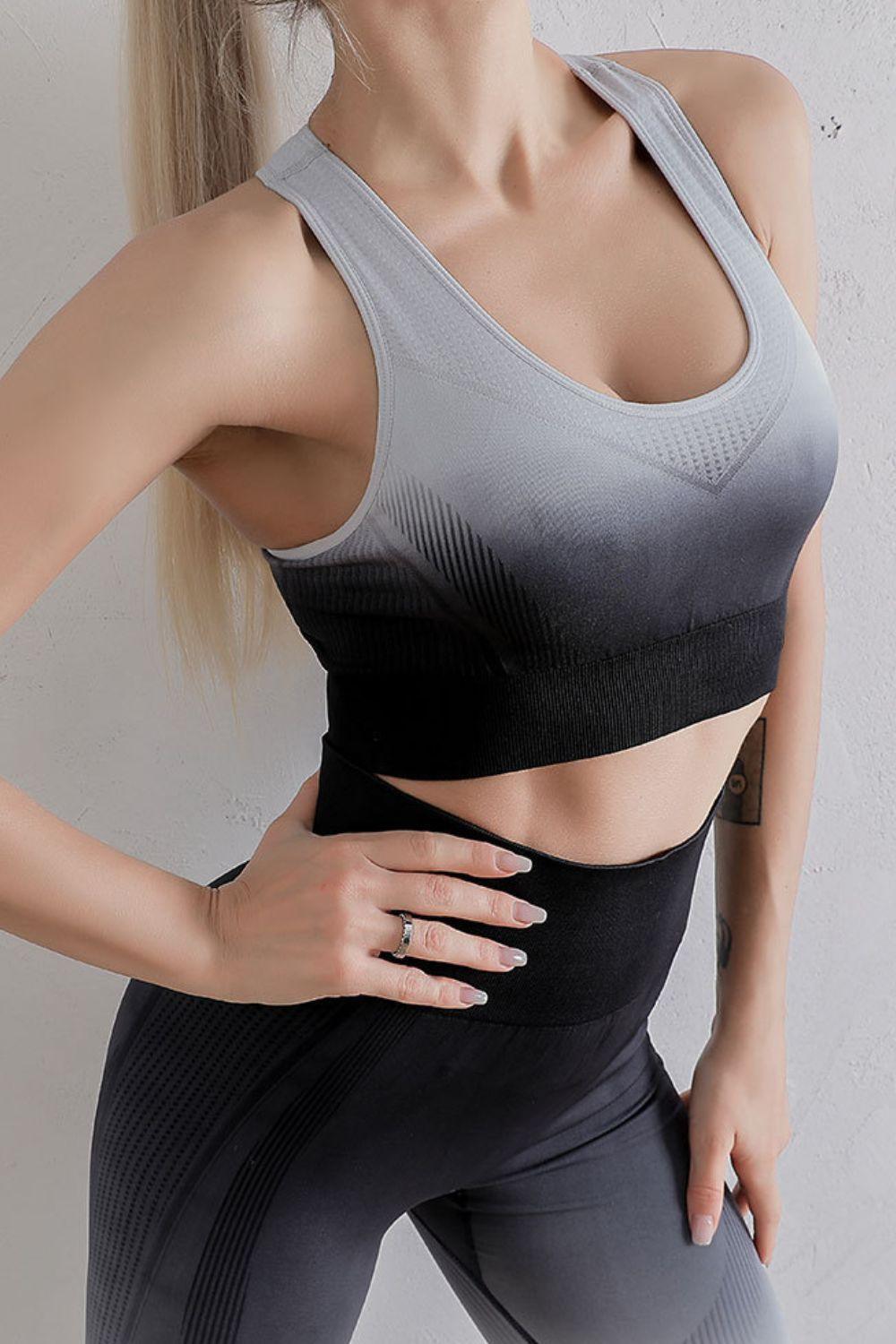 Conjunto de sujetador y leggings deportivos con degradado
