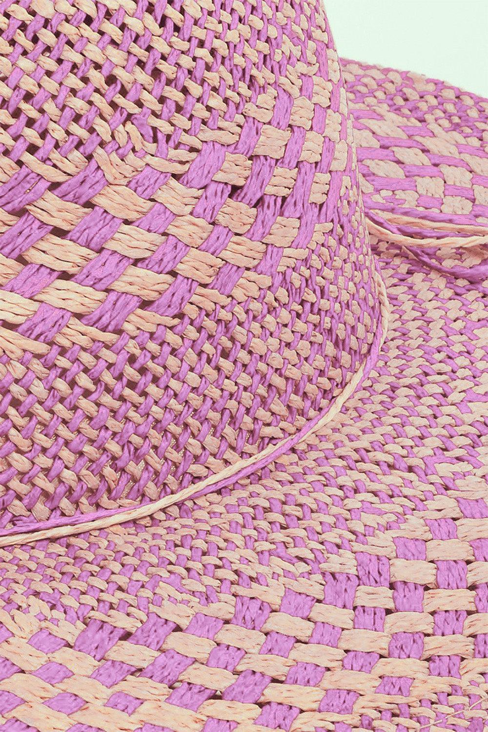 Sombrero para el sol de tejido de paja a cuadros Fame
