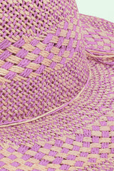 Sombrero para el sol de tejido de paja a cuadros Fame