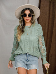 Suéter de crochet con ojales y mangas farol