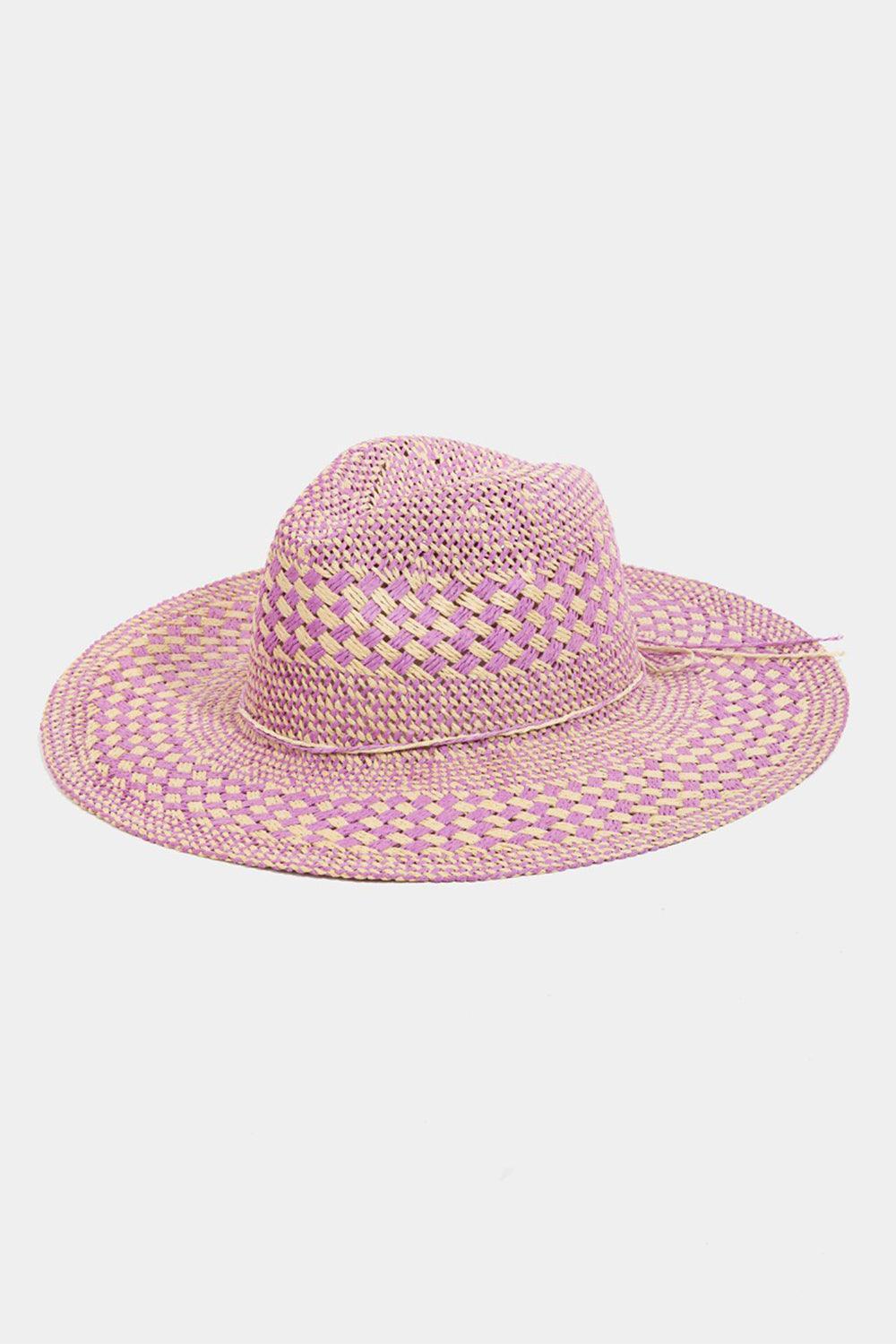 Sombrero para el sol de tejido de paja a cuadros Fame