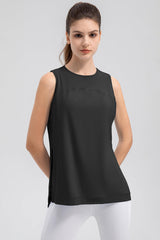 Camiseta sin mangas con cuello redondo y abertura