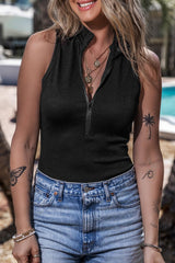 Body sin mangas con cuello alto y cremallera