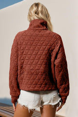 Sudadera acolchada de manga larga con media cremallera y bolsillo Double Take