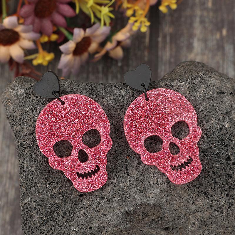 Pendientes de esqueleto y corazón de acrílico