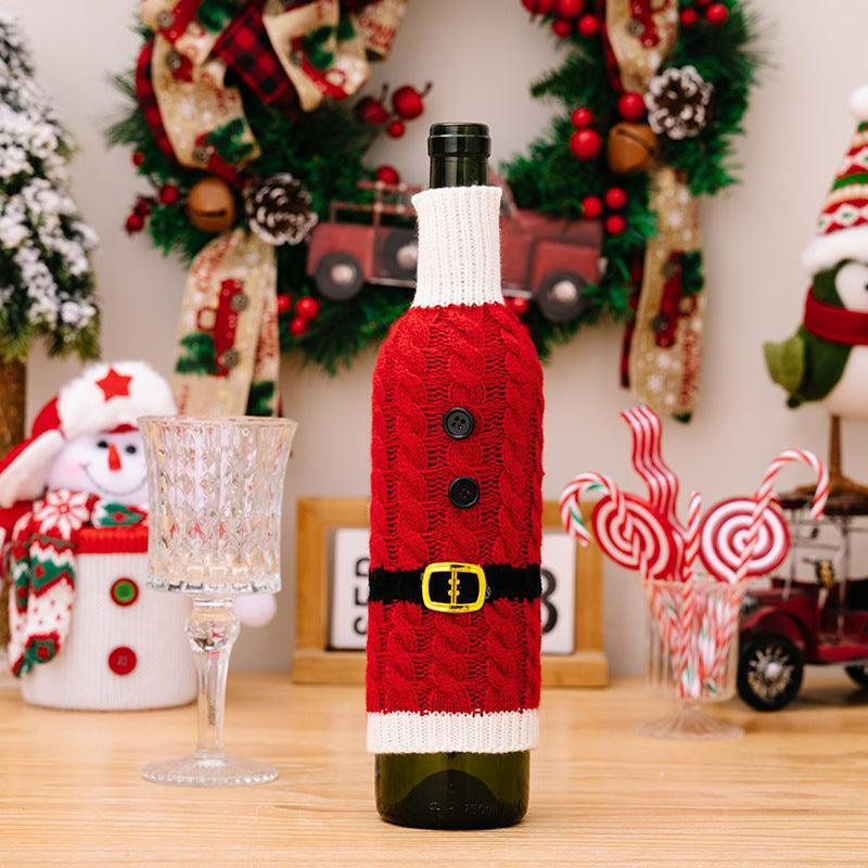 Fundas para botellas de vino de dos piezas de punto trenzado