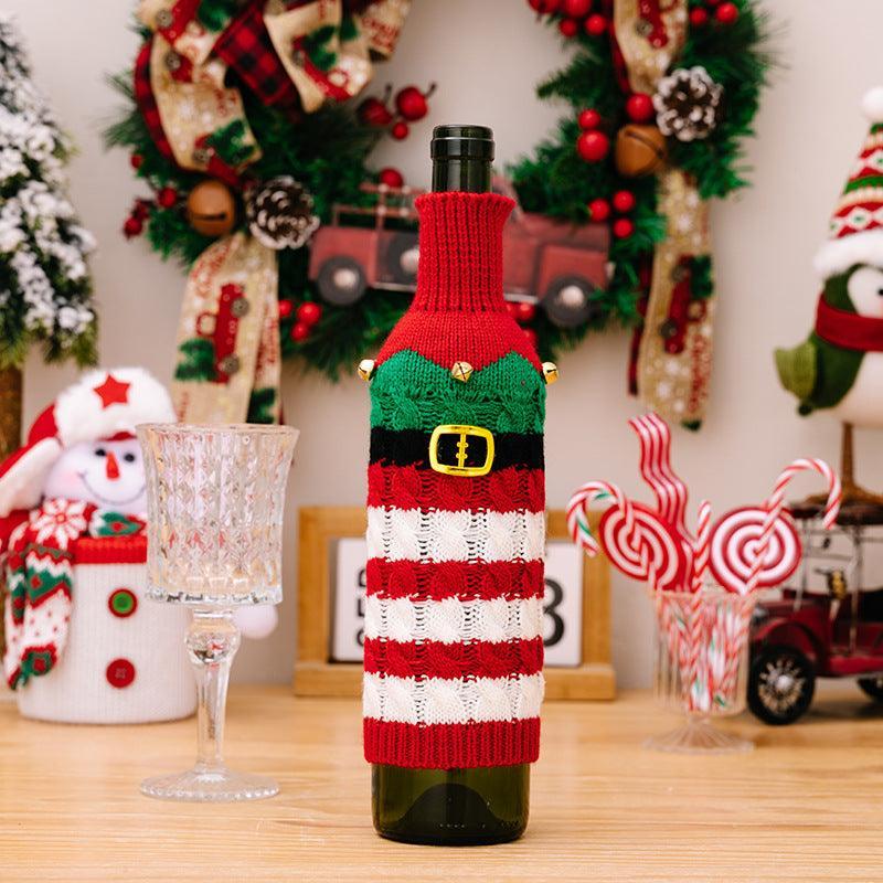 Fundas para botellas de vino de dos piezas de punto trenzado