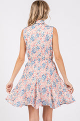 Vestido mini sin mangas con ojales y estampado floral de tamaño completo de GeeGee