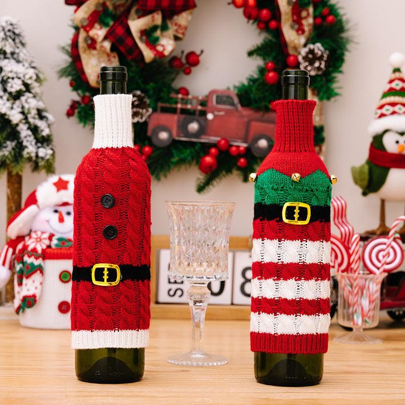 Fundas para botellas de vino de dos piezas de punto trenzado