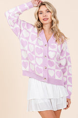 Cárdigan con botones y corazón a cuadros de Mittoshop 