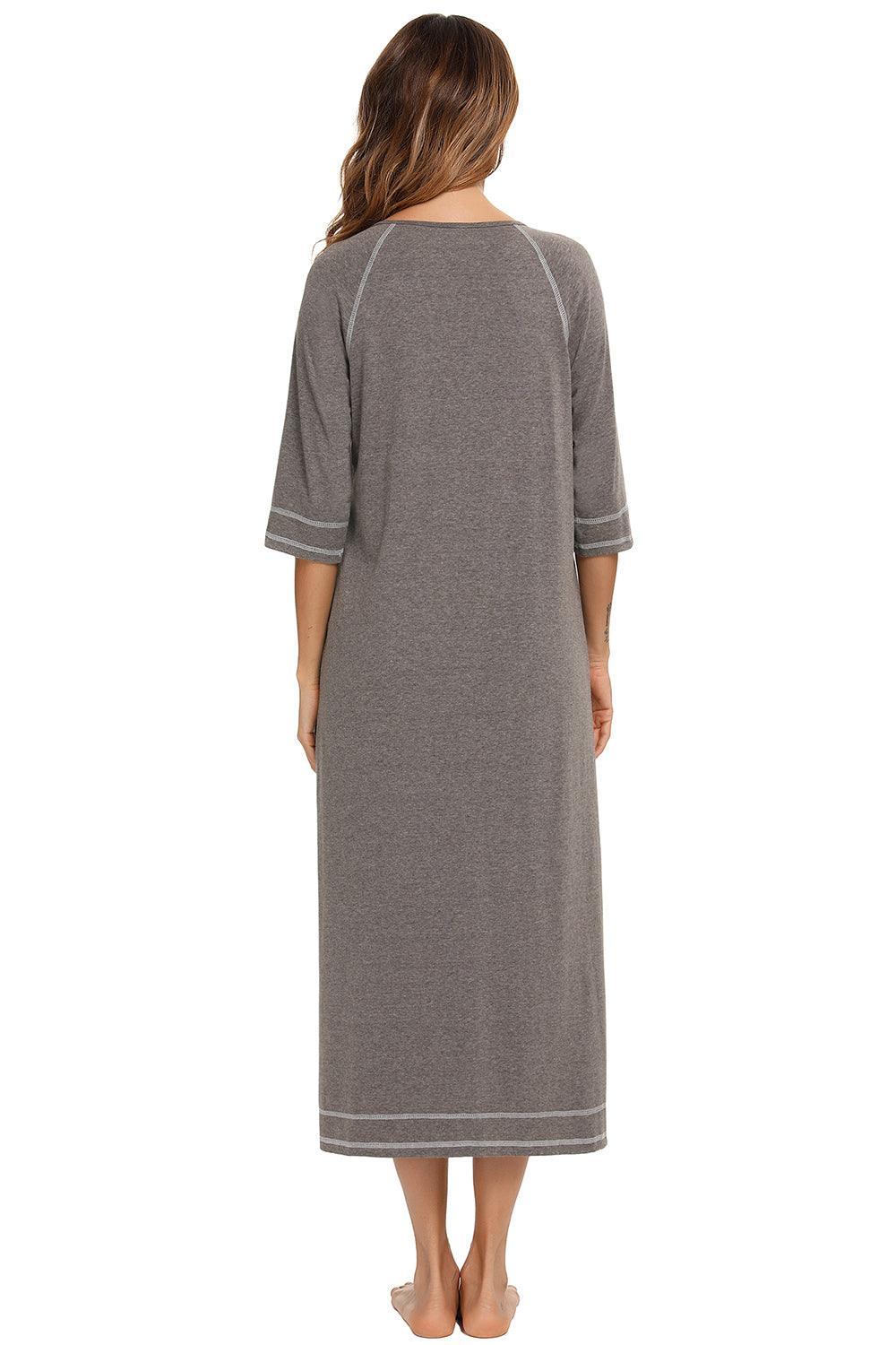 Camisón de cuello redondo con abertura y cremallera y bolsillos