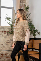 Blusa de punto de manga larga peluda de tamaño completo Sew In Love