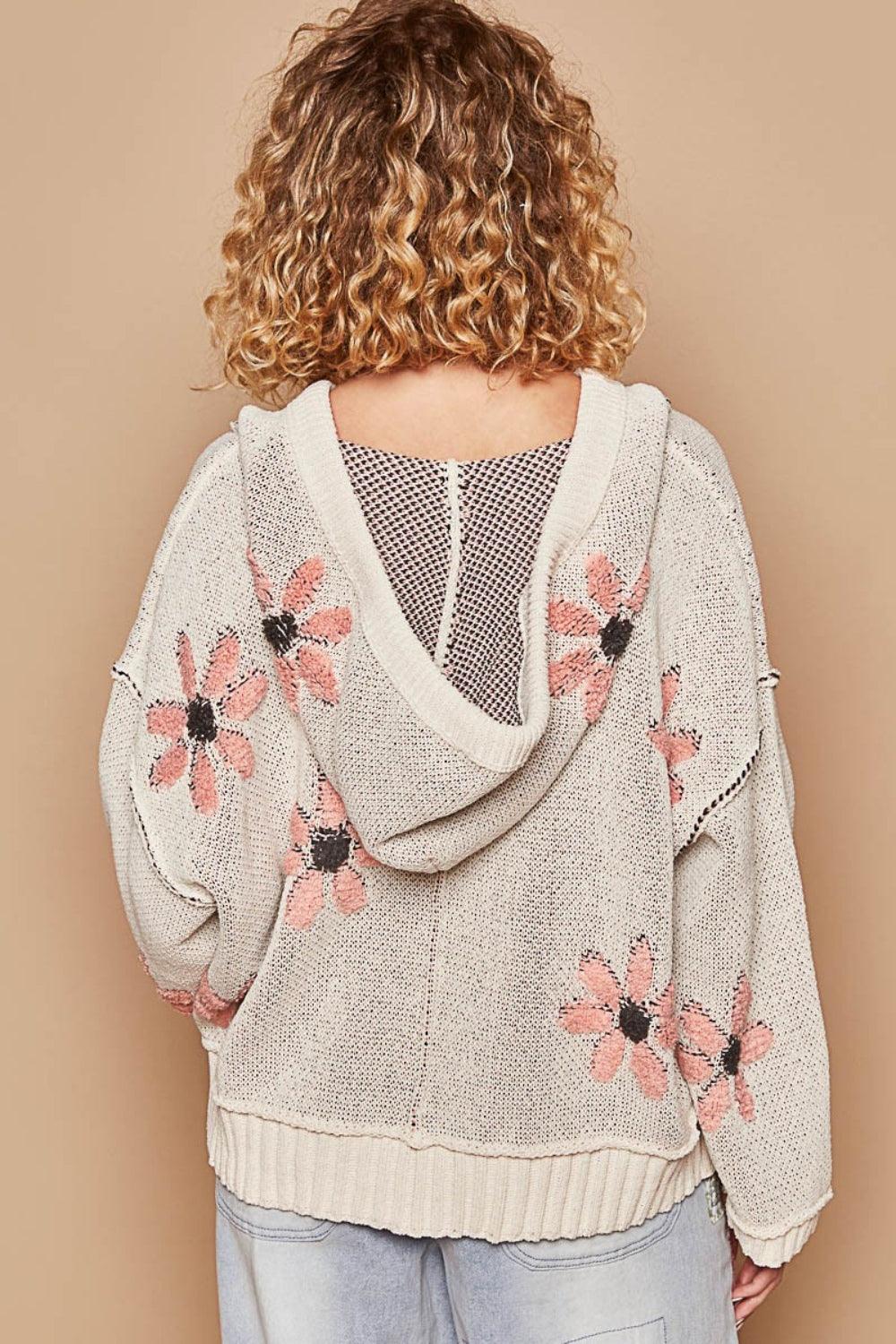 Suéter con capucha y estampado floral de POL
