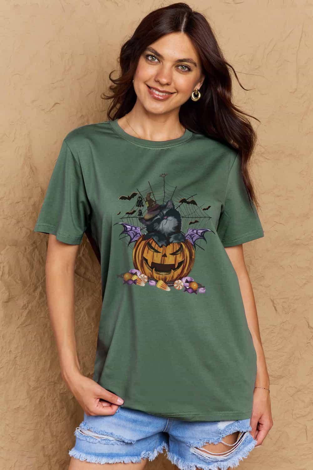 Camiseta gráfica de tamaño completo de Jack-O'-Lantern de Simply Love
