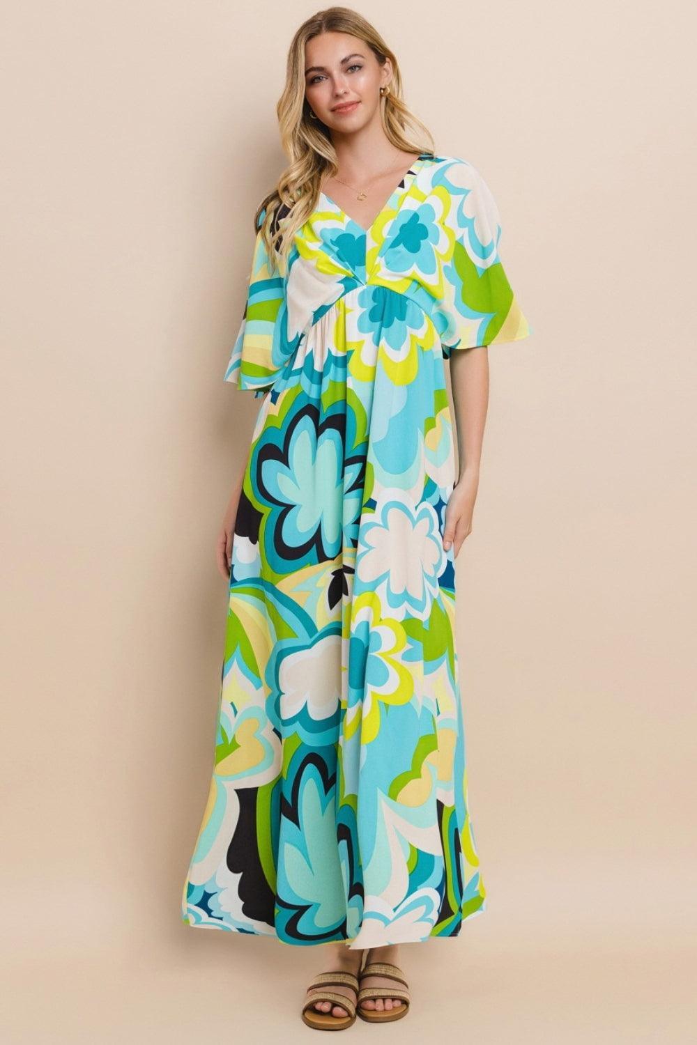 Vestido largo con abertura y estampado floral de ODDI