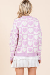 Cárdigan con botones y corazón a cuadros de Mittoshop 