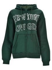 Chaqueta con capucha y manga larga con cremallera y estampado de letras