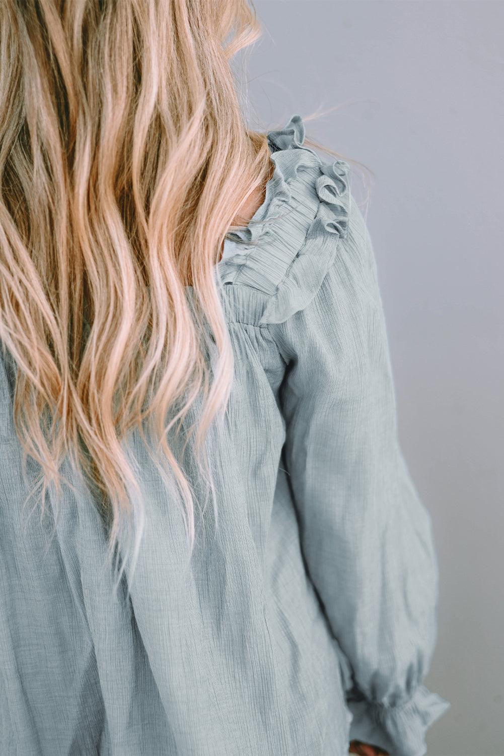 Blusa con mangas con volantes y ribete de volantes