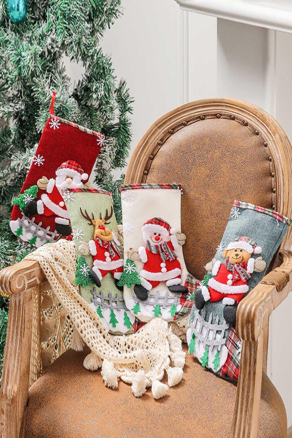 Paquete de 4 medias navideñas a cuadros