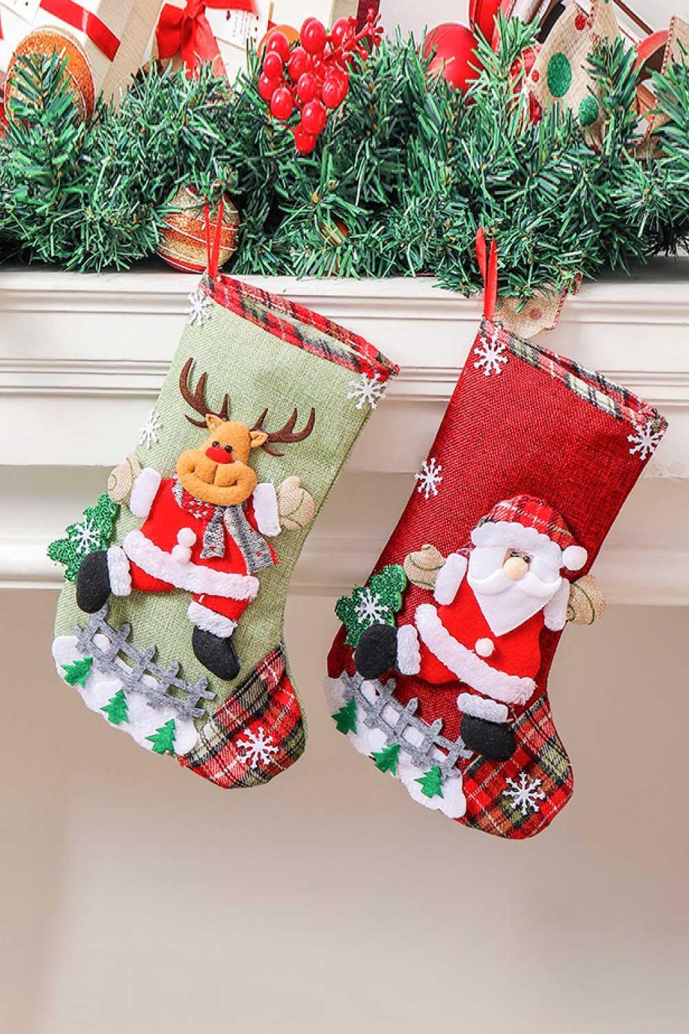 Paquete de 4 medias navideñas a cuadros