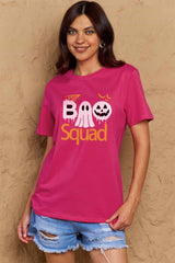 Camiseta de algodón con gráfico de tamaño completo de Simply Love BOO SQUAD
