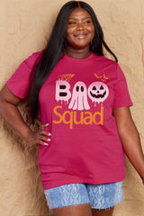 Camiseta de algodón con gráfico de tamaño completo de Simply Love BOO SQUAD