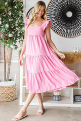Vestido midi sin mangas con volantes y capas de Reborn J