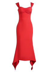 Vestido con escote en forma de corazón y detalle de dobladillo fruncido