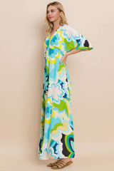 Vestido largo con abertura y estampado floral de ODDI