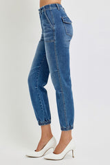 Vaqueros de jogging hasta los tobillos y talle alto de talla grande RISEN