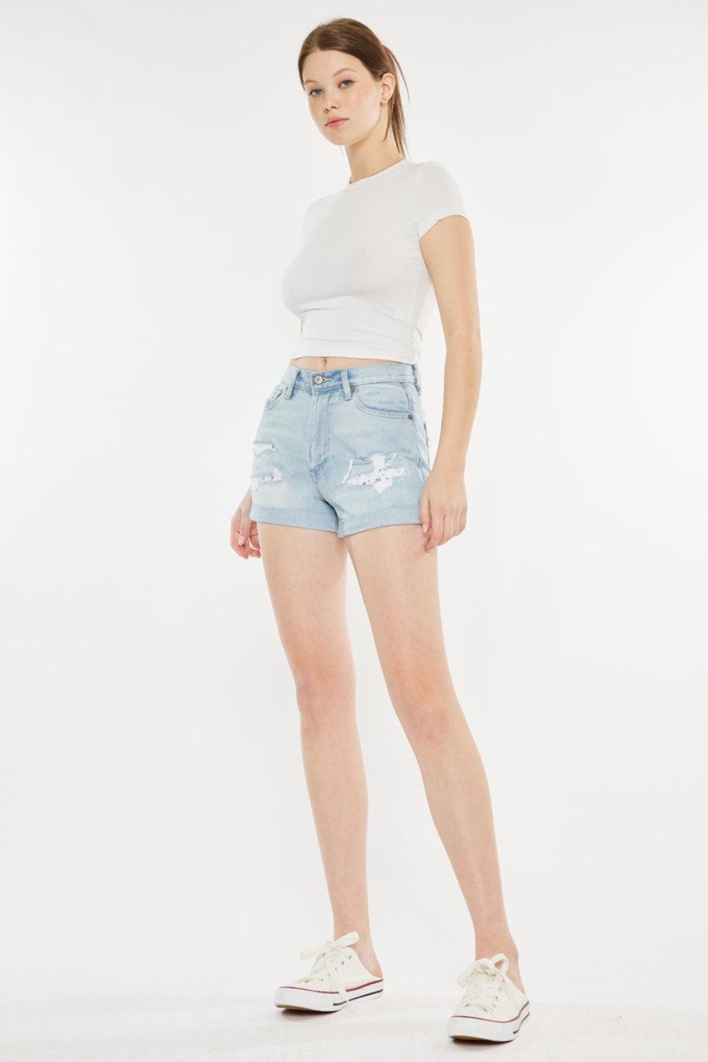 Shorts vaqueros Mom reparados de talle alto Kancan