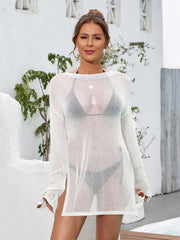 Vestido playero con escote barco y hombros caídos