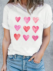 Camiseta de manga corta con cuello redondo y corazón
