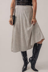 Falda midi de cintura alta con estampado moteado