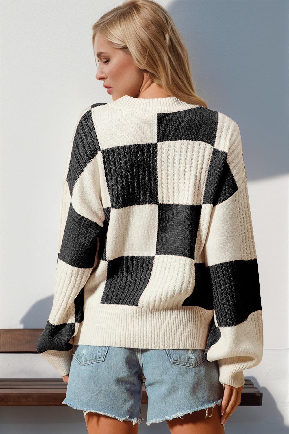 Cárdigan de cuadros con hombros caídos y talla grande de Double Take