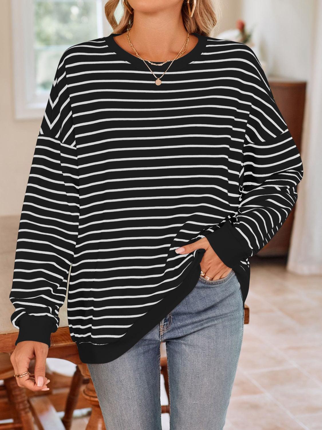 Sudadera de manga larga con cuello redondo y rayas Lovelet