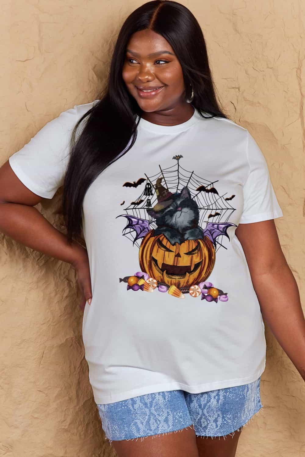 Camiseta gráfica de tamaño completo de Jack-O'-Lantern de Simply Love