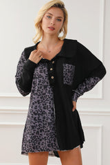 Blusa con cuello de leopardo y medio botón