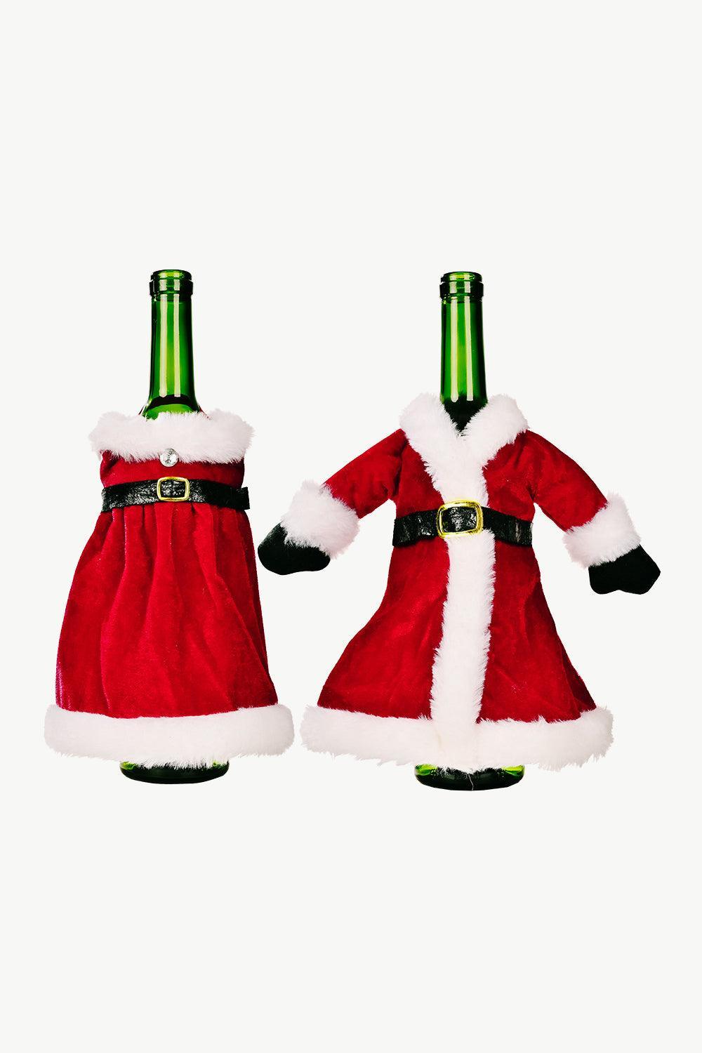 Paquete de 2 fundas para botellas de vino con forma de vestido navideño