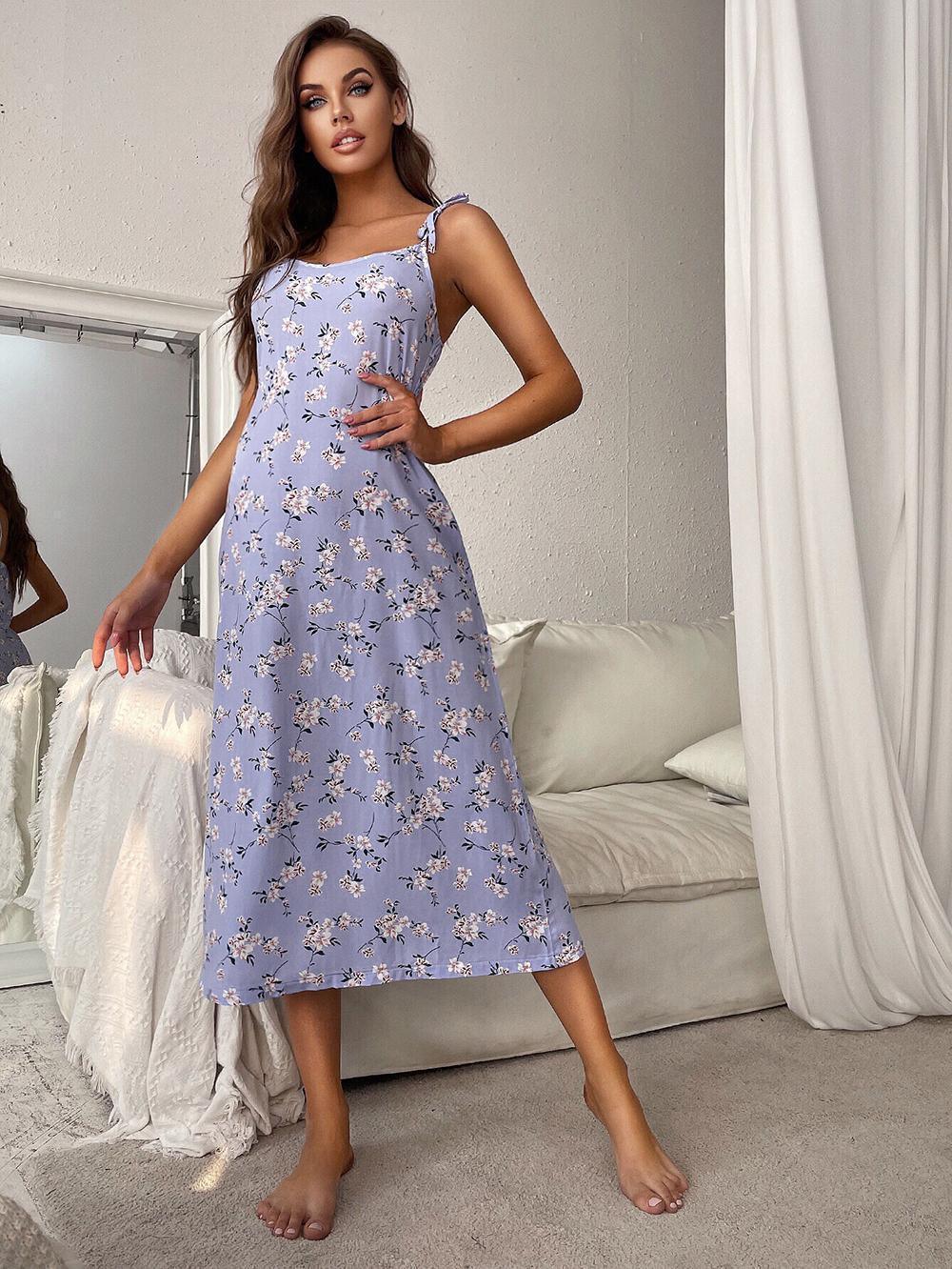 Vestido de noche midi con lazo en los hombros y estampado