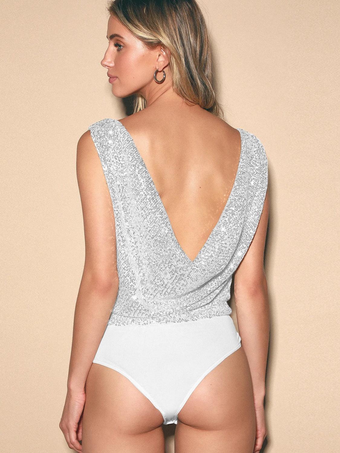 Body sin mangas con lentejuelas y cruzado
